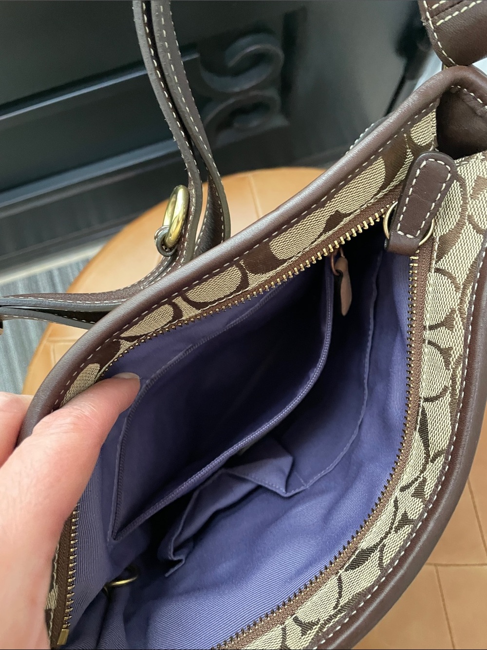 Vintage Coach Holiday Patchwork Shoulder Bag Style 3573 Purple Lining Y2K - Picture 7 of 8